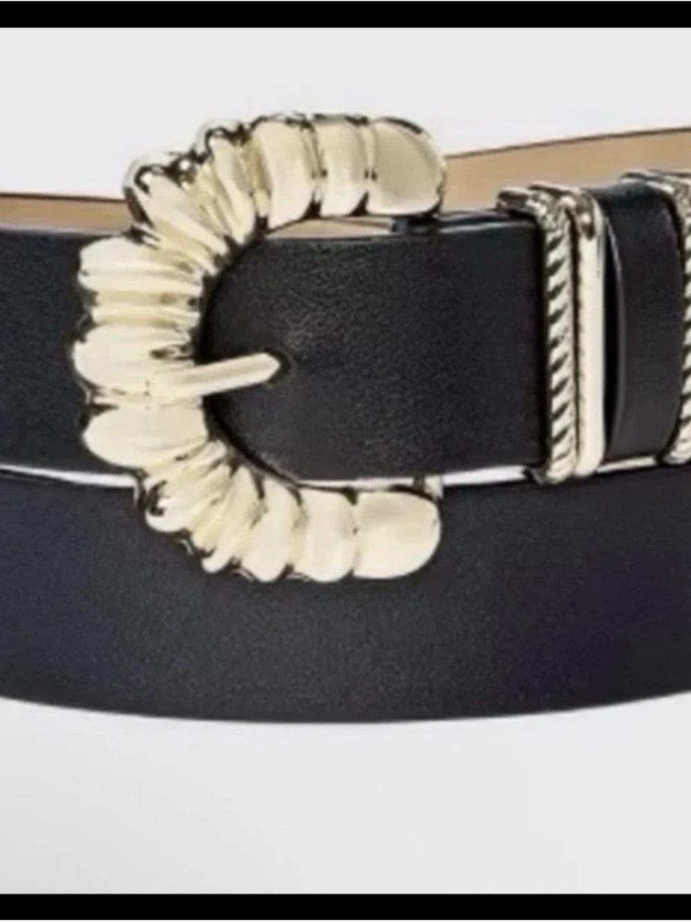 NWT Ava & Viv Black Belt with Gold Decorative Buckle Plus Size W/ Loop Size 4X